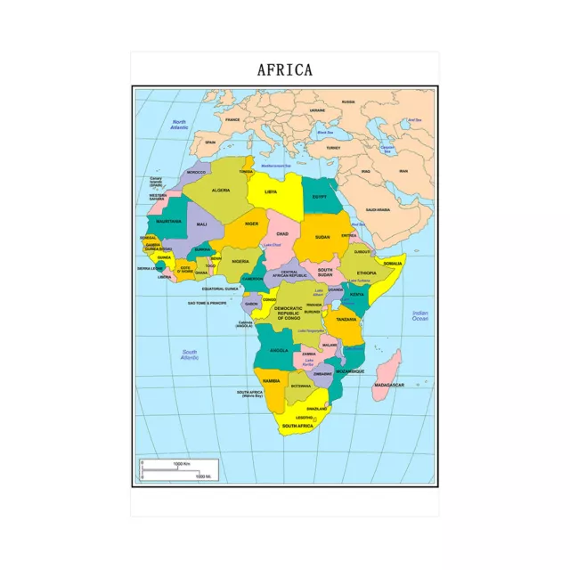 Political Map of Africa Educational Maps Canvas Prints Poster A1 A2 Maxi