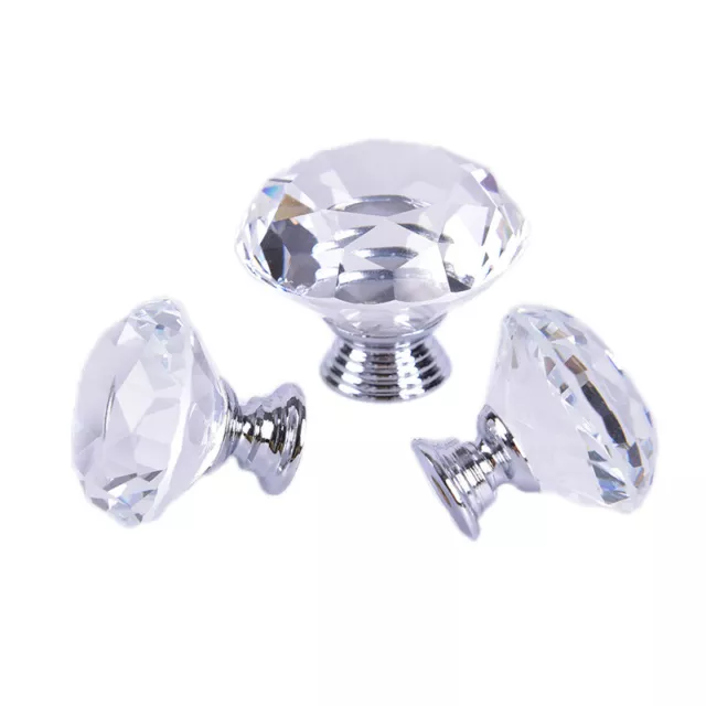 Crystal Glass Knobs Cupboard Drawer Pull Cabinet Door Wardrobe Handles Hardw~m' 3