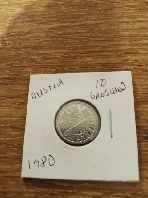 1980 Austria 10 Groschen Imperial Eagle Austrian Shield Coin!