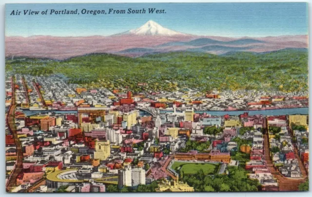 Postcard - Air View of Portland from South West - Portland, Oregon