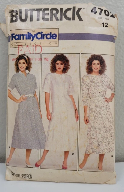 Butterick Pattern 4702 Misses/Misses Petite Loose-Fit Low Calf Dress Sz 12 (4)