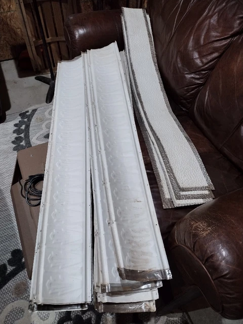 AUTHENTIC Antique Tin Ceiling Tile Crown Molding Salvage Restoration HUGE LOT
