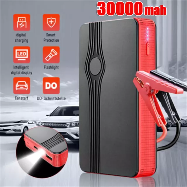 30000mAh Auto KFZ Starthilfe Jump Starter 12V Ladegerät Booster Power Bank PKW