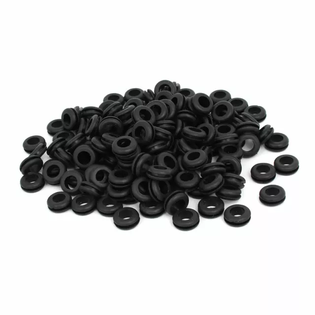 Rubber Ring Sealing Grommet Electrical Wiring Gasket Black 10mm Inner Dia 200pcs