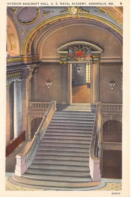 Bancroft Hall Interior Naval Academy Annapolis Maryland Vtg Postcard CP314