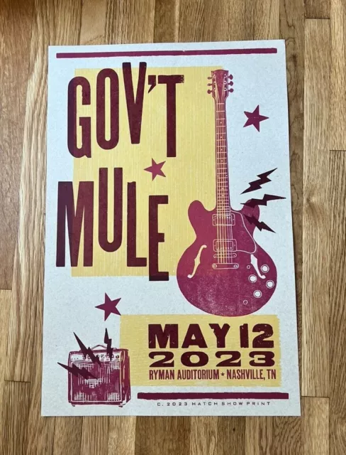 GOV'T MULE @ Ryman Auditorium Nashville 2023 Hatch Show Print Poster GOV'T MULE @ Ryman Auditorium Nashville 2023 Hatch Show Print Poster