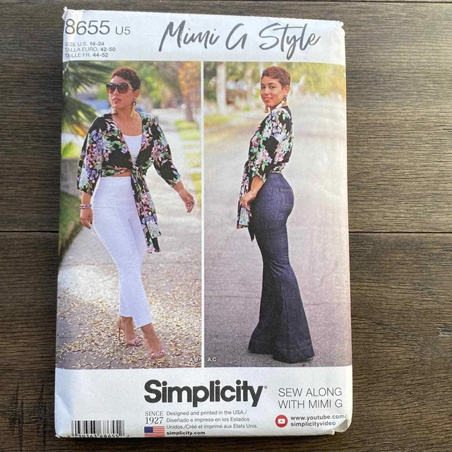Pantalón Simplicity Mimi Estilo G Cintura Alta Corbata Frontal Patrón Superior 8655 Talla 16-24
