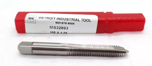 Detroit Tools M8 X 1.25 D5 2 Flute Spiral Point Plug Tap MS32893