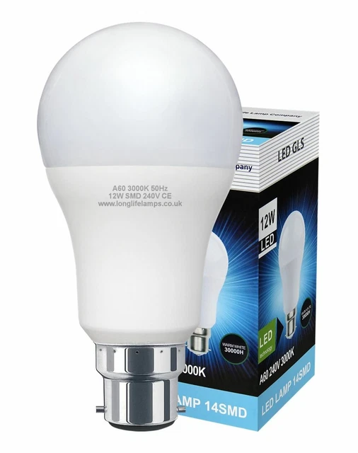 12W GLS LED Warm White Light Bulb A60 B22 Bayonet Very Bright Equivalent 120W