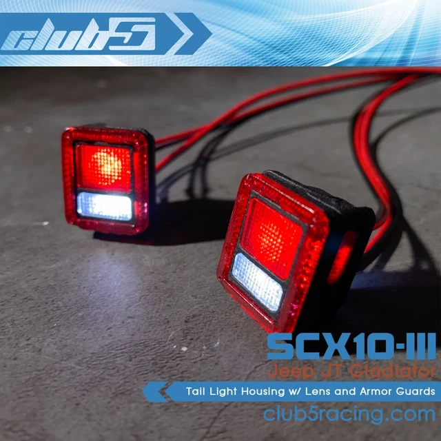 TAIL LIGHT HOUSING w/ Lens and Armor Guards for SCX10 III Jeep JT