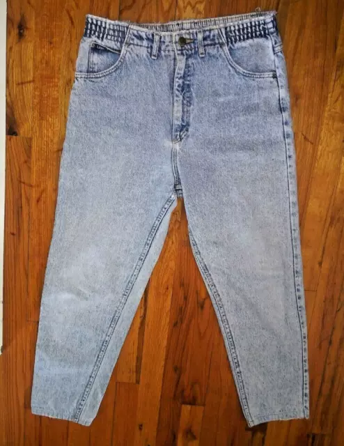 VTG Lee Jeans Womens Mom High Rise Tapered 12M Cotton USA Distressed light wash