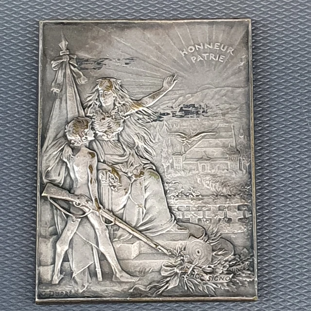 Médaille En Bronze Argenté Sur L'escrime - Émile Monier, Fin 19ème, 45mm