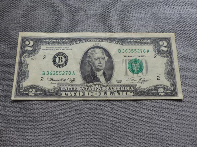 2 Two Dollar Dollars 1976 United States Amarica A USA B Bill Geldschein Banknote