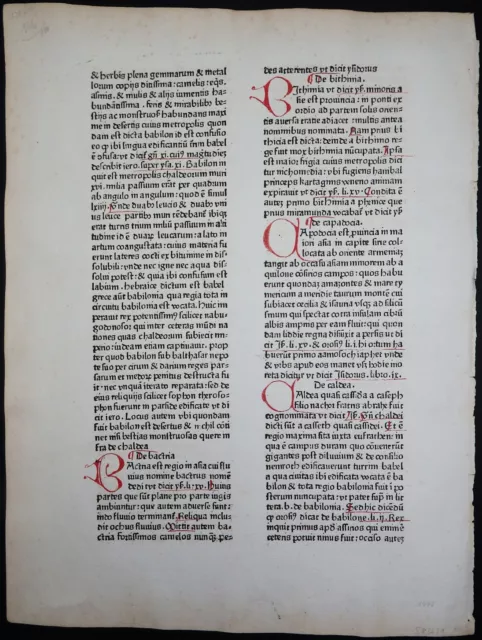 Incunable Sheet Lübeck Lukas Brandis Rudimentum Novitorum First Edition 1475