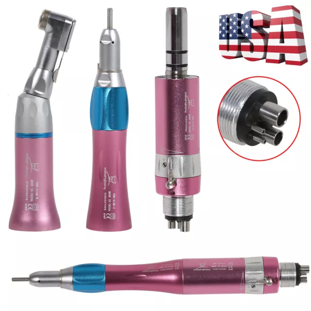 Dental E-Type Slow Low Speed Handpiece Straight Contra Angle Air Motor Kit PINK