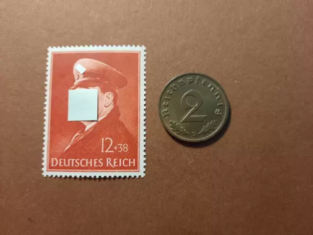 2 Reichspfennig 1939, top und Briefmarke von 1941, postfrisch