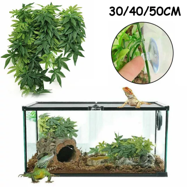 Aquarium Reptile Fish Tank Artificial Fake Hanging Leaves Plant Decor Ornaments