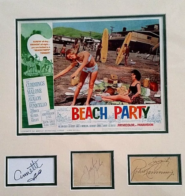 AUTOGRAPHS & POSTER 1963 Beach Party Frankie Avalon Annette Funicello Signed