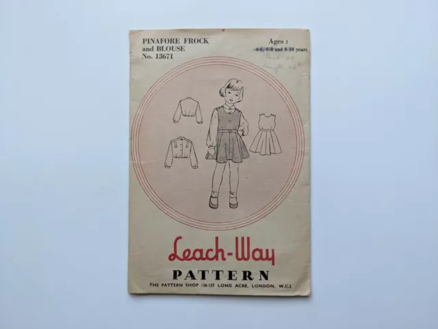 Vintage 1950s sewing pattern Child’s dress, blouse | LeachWay 13671 | 8-10 years