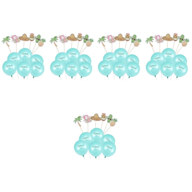 5 juegos de selecciones de pasteles de Hawaii globos de cupcake toppers globos de látex decoración de fiesta