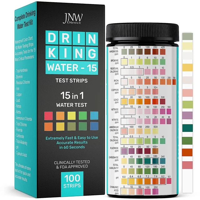 Drinking Water Test Kit - 15-in-1 Chlorine Drinking Water Test Strips with eB...