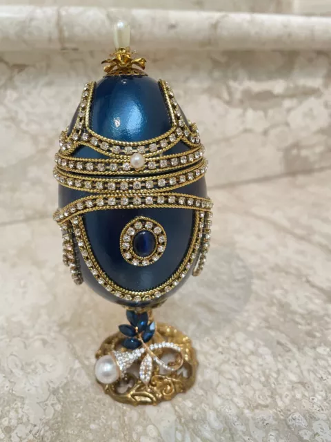 Sapphire Diamond Faberge Egg Music Vintage style Faberge 20th Bday ONEofaKind