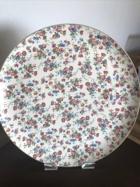 ANTIQUE Vintage Germany ERPHILA DORSET CHEERY CHINTZ CHOP PLATE PLATTER 15” Dia