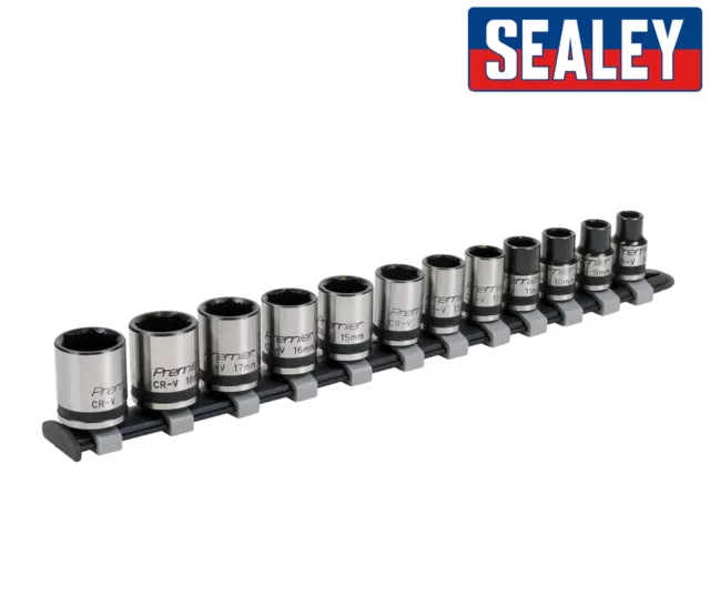 Sealey Premier Noir Prise Set Rail - 1cm Lecteur - Métrique 8mm - 19mm Lock-On