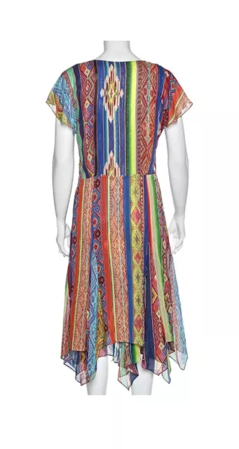 $398 NWT Ralph Lauren Serape 100% Mulberry Silk Dress Handkerchief Layered Sz 6 3