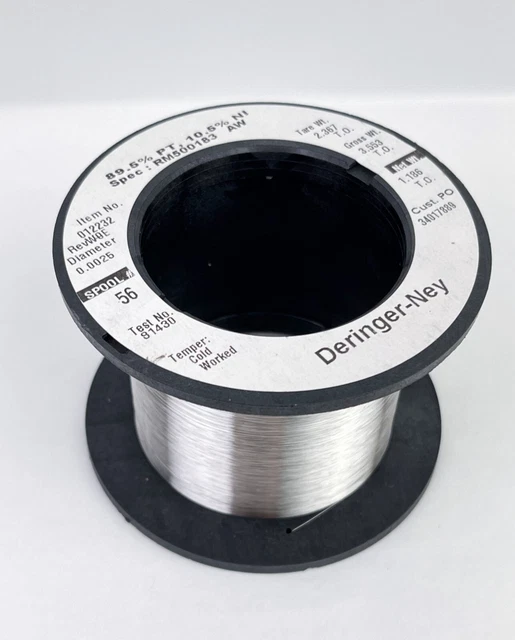 Deringer-Ney 89.5% PT 10.5% NI Wire 0.0025" Spool