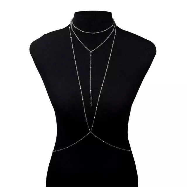 Body Chain Jewelry Harness Women Bikini Chest Necklace Rhinestone Crystal  Bra