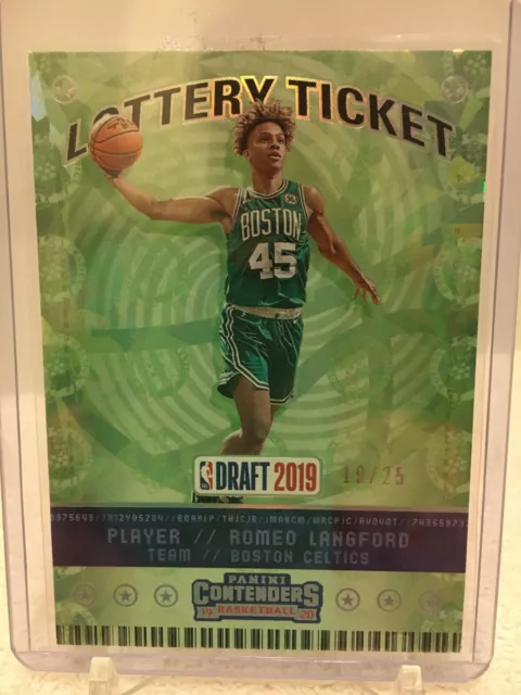 2019-20 Panini Romeo Langford Lottery Ticket Contenders Blue Cracked Ice 19/25