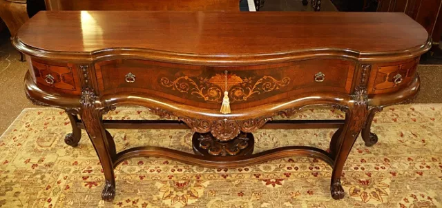 1920's Walnut Inlaid French Style Server Buffet Sideboard By Rockford Furniture