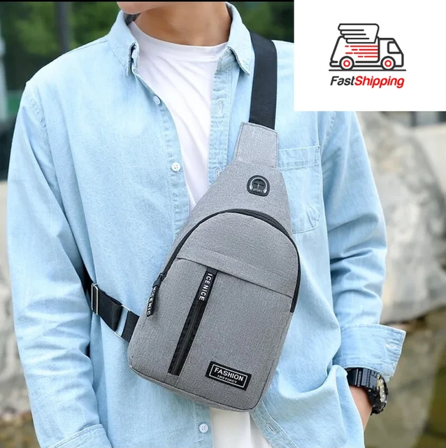 Men's  Chest Bag Outdoor One-Shoulder Crossbody Solid Color Fashion