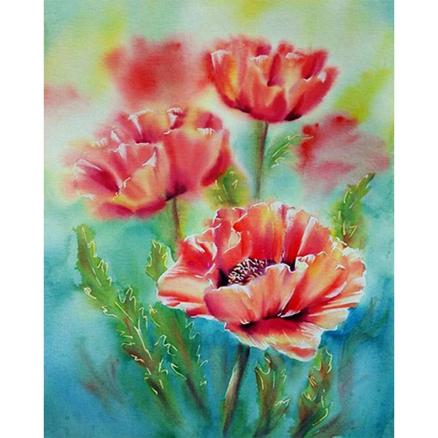 Kit de pintura al óleo de flores por números hágalo usted mismo pintura acrílica sobre decoración de lienzo (B1693)