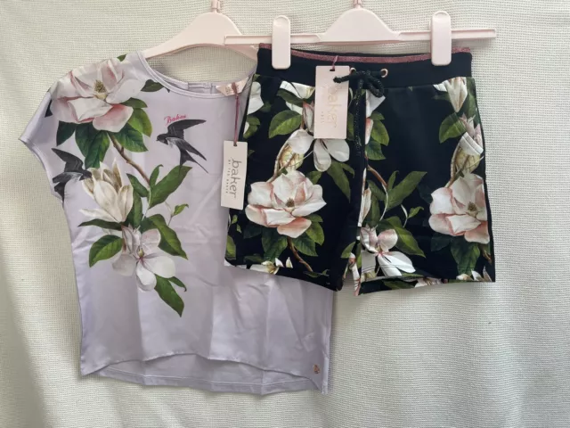 BNWT Girls Ted Baker Floral Top & Shorts Set Summer Outfit Age 9 Years