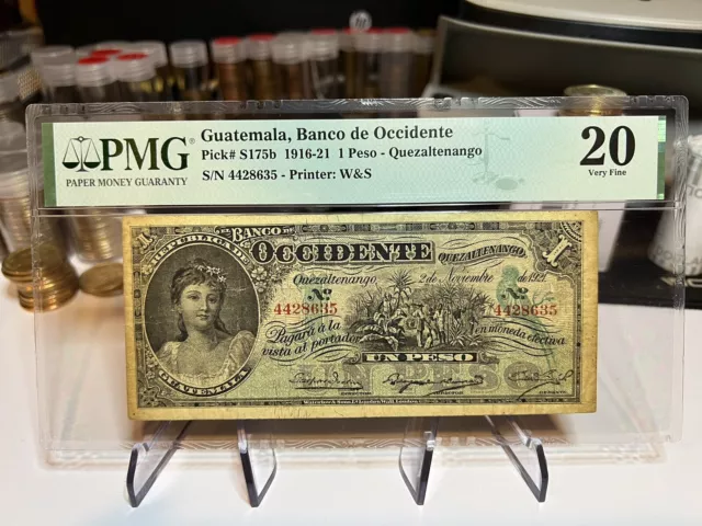 Guatemala Un Peso Banco De Occidente 1921 Pmg Certified