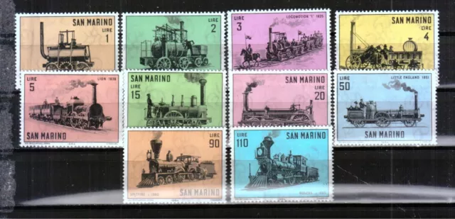 San Marino  1964 814-23 Locomotoras Ferrocarril