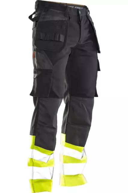 Hi-Vis-Bundhose Avec Sacs De Hommes Noir Jaune Taille C54