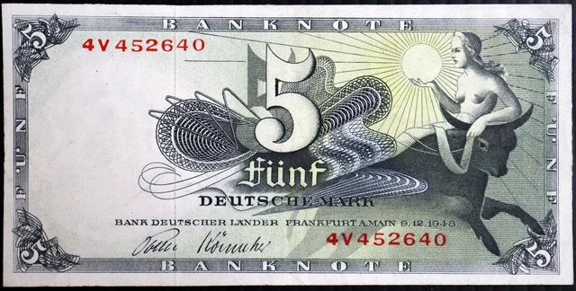 GERMANY 1948 5 Mark "Topless Europa Riding the Bull" XF P-13 Ros. 252