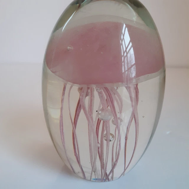 Dynasty Gallery Collection Art Glass Pink Glow in the Dark Jellyfish HandCrafted