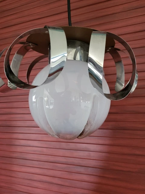 Vintage Lustre lampe suspension design space age Murano MAZZEGA G. SCIOLARI 70's