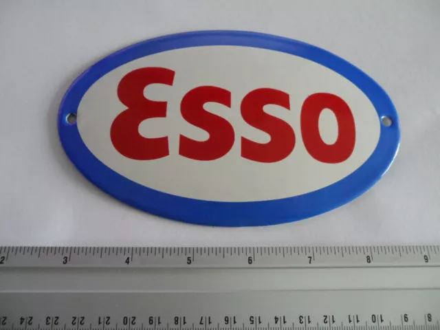 ESSO Gas Oil Petrol Garage Mini Doorpost Dealership Porcelain Enamel Sign Shield