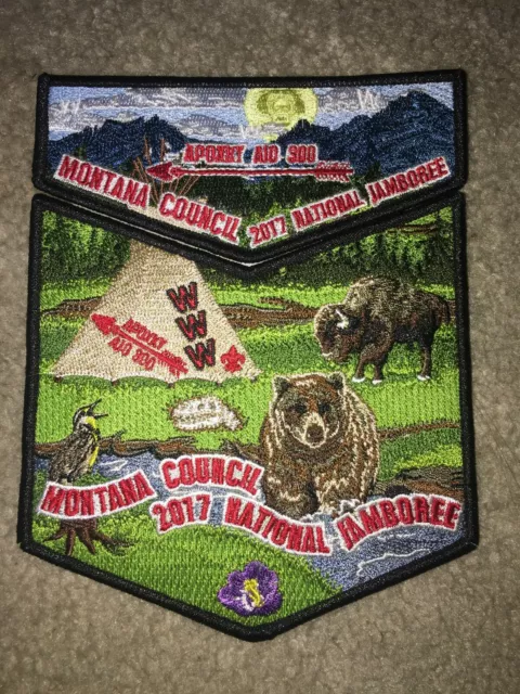 Boy Scout Apoxky Aio 300 Montana 2017 Jamboree Bear Council OA Flap Patch Set
