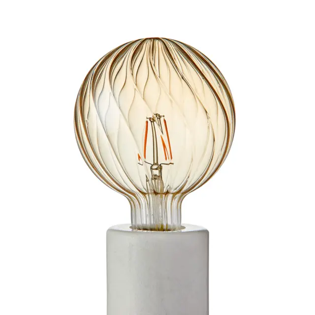 Swirl Globe LED E27 2W Swirl Effect Filament Globe Amber Glass G125 Exposed Look