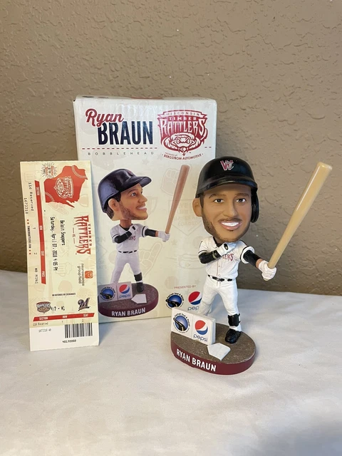 Ryan Braun Bobblehead Wisconsin Timber Rattlers NIB 2018 SGA With Game Ticket
