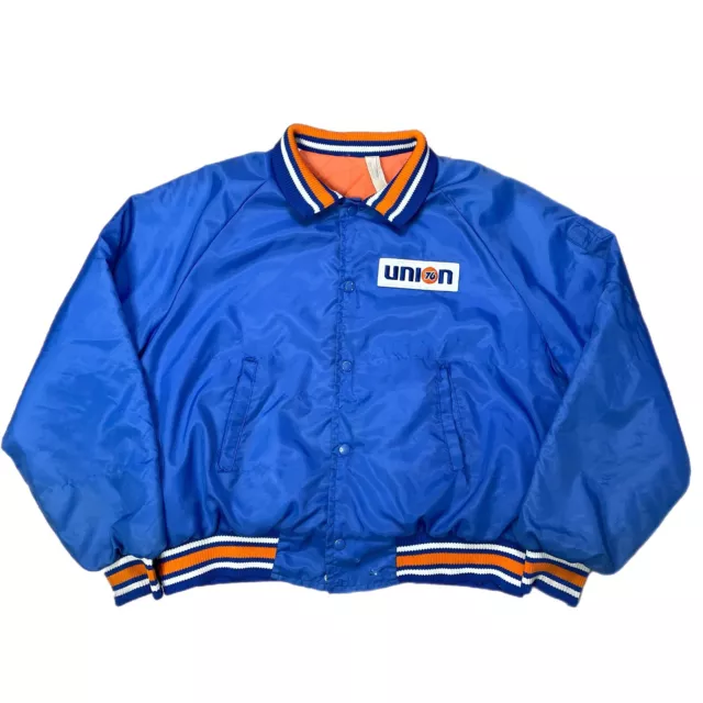 Vtg 70s Union 76 Official Racing Jacket By King Jack  Inc Button Snap