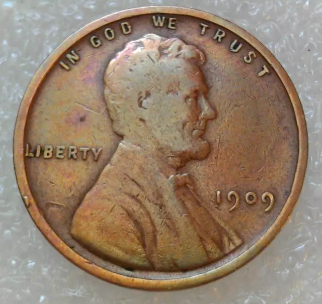 1909 vdb 1c lincoln cent wheat penny- color appears altered