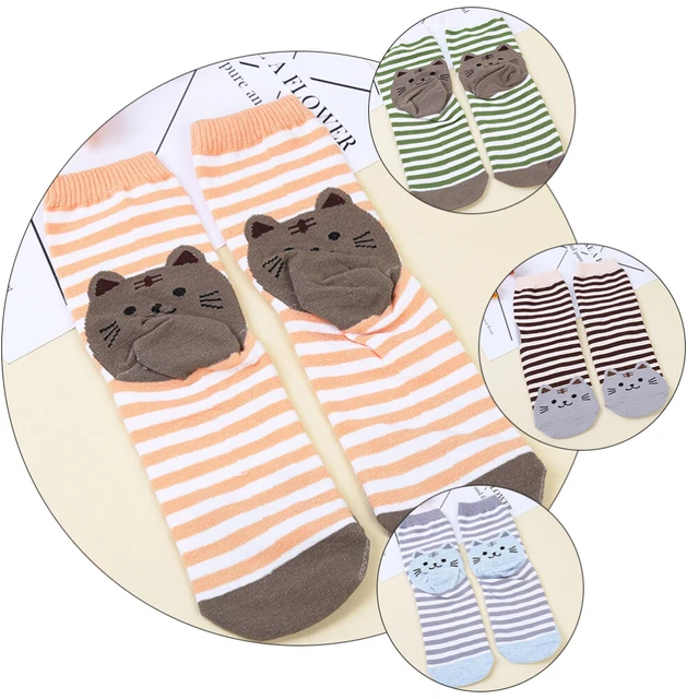 5 Pairs Calf High Socks Cat Tube Socks Womens Stocking Stockings 2