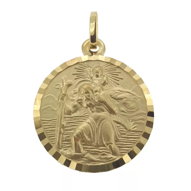 Echt Gold 333 Heiliger Christophorus Anhänger mit Name Datum Gravur mit Kette
